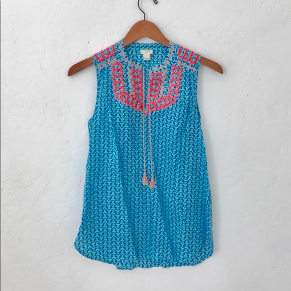 J CREW embroidered top EUC